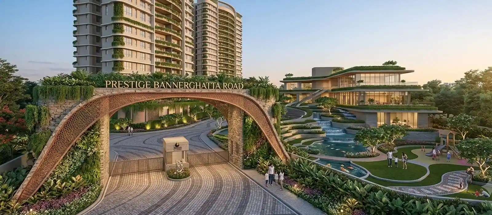 Artistic aerial impression of the 6.6-acre Prestige Bannerghatta Road site at Arekere, Bengaluru