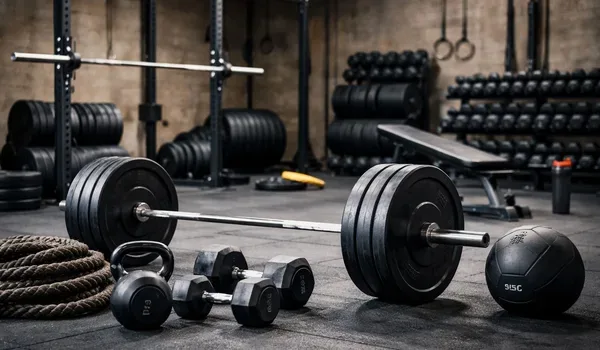 Gymnasium equipment representing indoor fitness facilities in a residential community