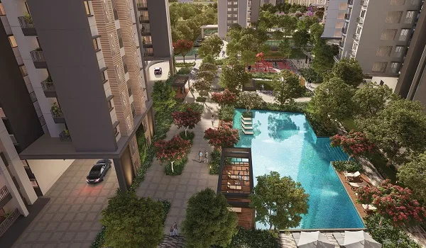Representative image of a landscaped pool zone in a residential community; not a confirmed inclusion